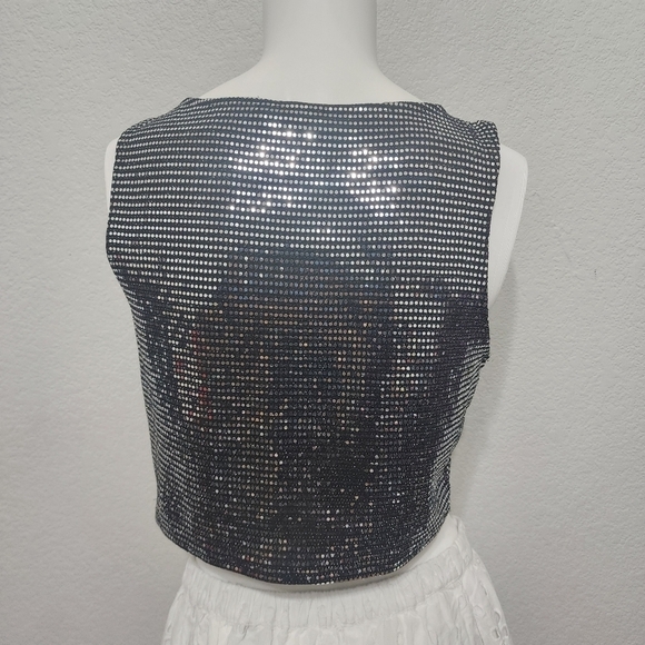 Sincerely Jules Metallic Black Crop Top Size L - Picture 7 of 9